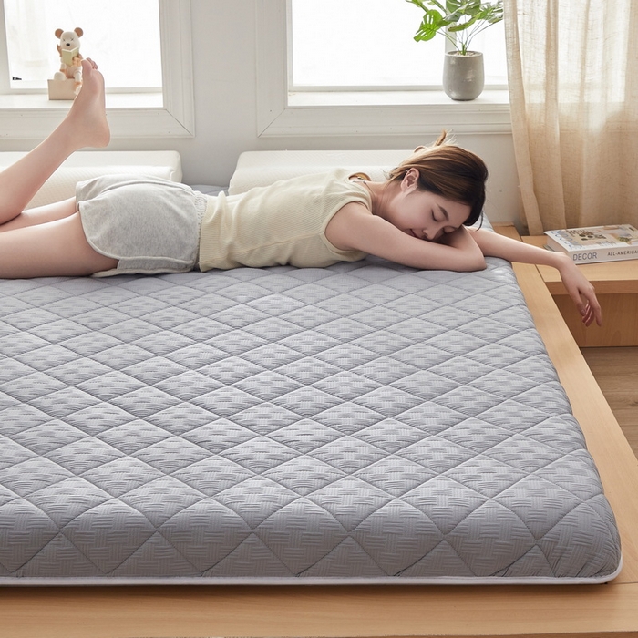 91家纺网 家纺一手货源 找家纺 2024新款A类华夫格大豆纤维抗压床垫【床垫遮盖物】 单边华夫格-灰色