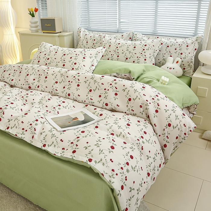 91家纺网 家纺一手货源 找家纺 友承 2025新款亲肤磨毛植物羊绒印花四件套 玫瑰之恋