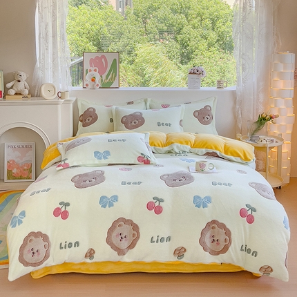 91家纺网 家纺一手货源 找家纺 （总）卢赛尔 2024新款5D雪花绒加厚保暖双面绒四件套