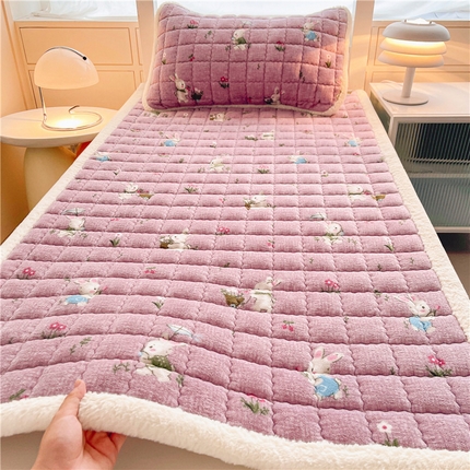 91家纺网 家纺一手货源 找家纺 喜居 2024新款印花牛奶绒床垫床褥垫学生宿舍床垫 小兔梦露