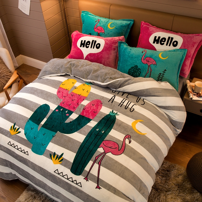 91家纺网 家纺一手货源 找家纺 凡客 2024新款牛奶绒大版印花四件套 匆匆那年