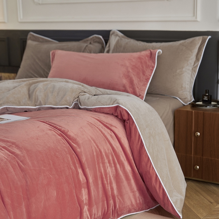 91家纺网 家纺一手货源 找家纺 （总）2024新款A类宝宝绒嵌绳款四件套【雅致系列】