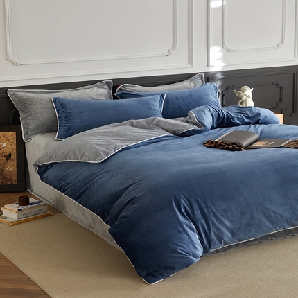 91家纺网 家纺一手货源 找家纺 （总）2024新款A类宝宝绒嵌绳款四件套【雅致系列】