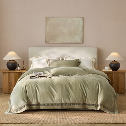 时亿家居 2024新款300g婴肤绒四件套-爵士系列 爵士 牛油果