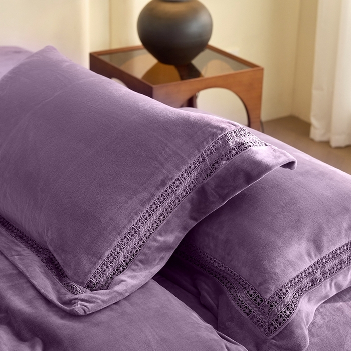 91家纺网 家纺一手货源 找家纺 时亿家居 2024新款300g婴肤绒四件套-梦系列 梦 凯莉紫