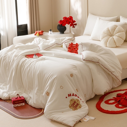 91家纺网 家纺一手货源 找家纺 （总）米洛贝伊 2025新款大豆纤维刺绣喜被冬被被芯被子