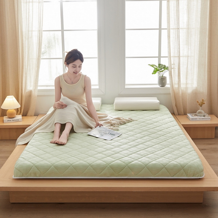 91家纺网 家纺一手货源 找家纺 2024新款A类华夫格大豆纤维抗压床垫【床垫遮盖物】 单边华夫格-清新绿