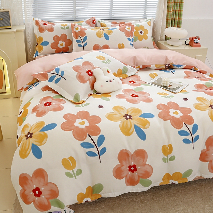 91家纺网 家纺一手货源 找家纺 友承 2025新款亲肤磨毛植物羊绒印花四件套 花海