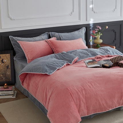 91家纺网 家纺一手货源 找家纺 （总）2024新款A类宝宝绒嵌绳款四件套【雅致系列】