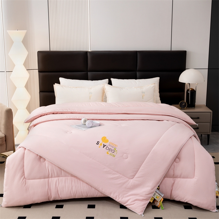 91家纺网 家纺一手货源 找家纺 爱来伊家纺 2024新款豆好鲜大豆纤维被加厚冬被春秋被子被芯子母被带子母扣 豆好鲜大豆被-樱花粉