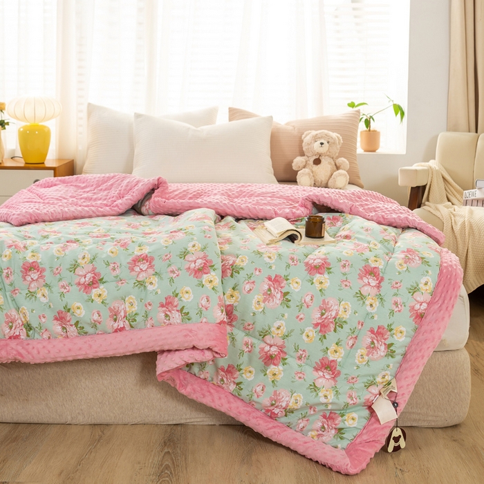 91家纺网 家纺一手货源 找家纺 锦鹭被业  2025款A类全棉纯棉豆豆被春秋空调夏凉加厚冬被子锦上添花