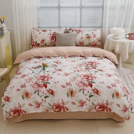 91家纺网 家纺一手货源 找家纺 （总）友承 2025新款亲肤磨毛植物羊绒印花四件套