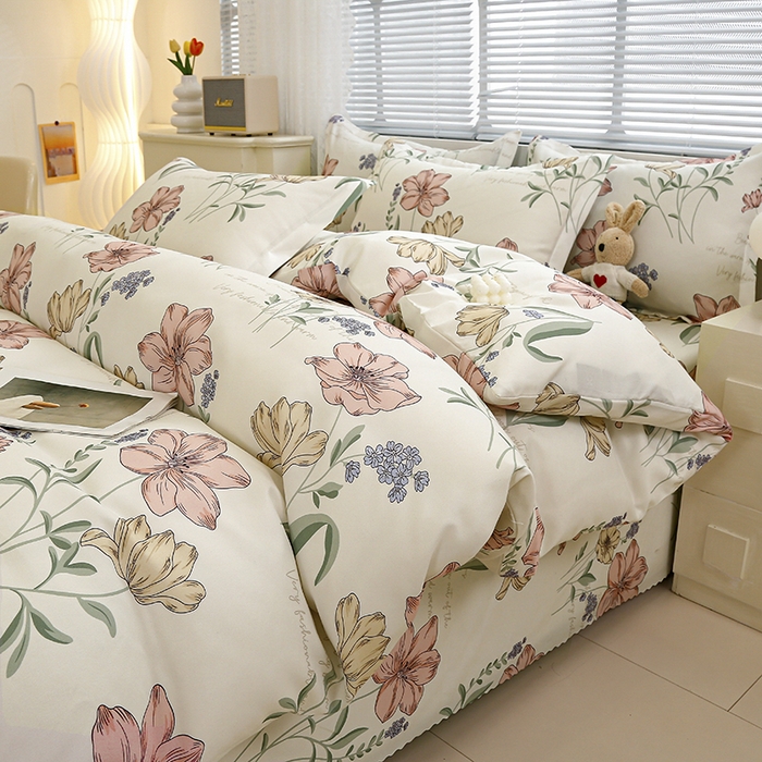 91家纺网 家纺一手货源 找家纺 友承 2025新款亲肤磨毛植物羊绒印花四件套 柳暖花开