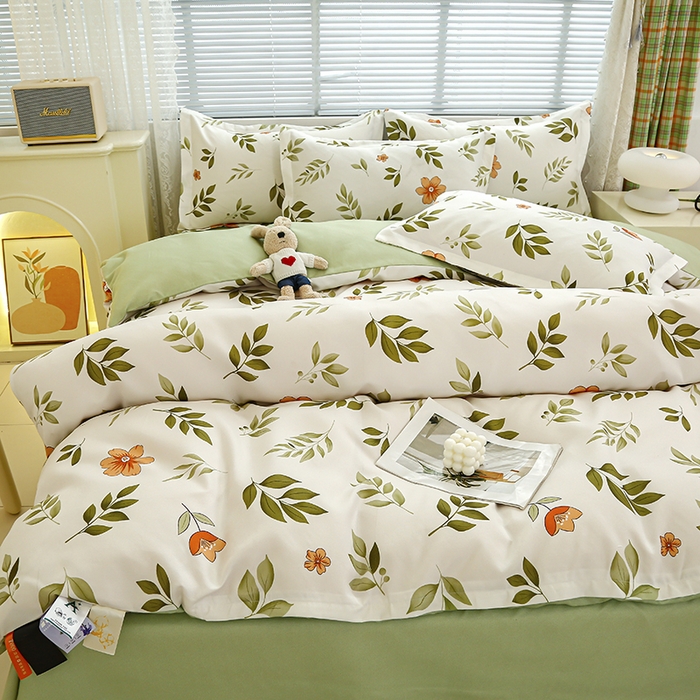 91家纺网 家纺一手货源 找家纺 友承 2025新款亲肤磨毛植物羊绒印花四件套 青柠薄荷