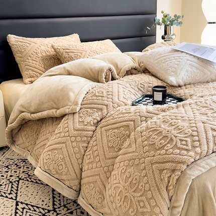 91家纺网 家纺一手货源 找家纺 （总）2025新款欧式提花塔芙绒床单款四件套