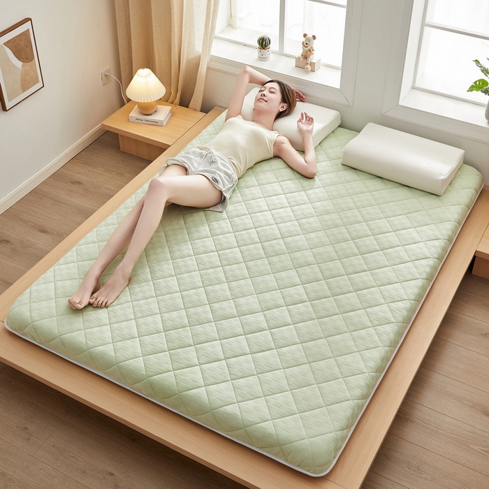 91家纺网 家纺一手货源 找家纺 2024新款A类华夫格大豆纤维抗压床垫【床垫遮盖物】 单边华夫格-清新绿