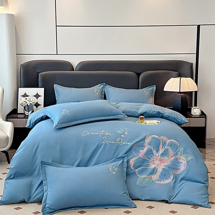 91家纺网 家纺一手货源 找家纺 （总）帝菲妮 2025新款国潮风亲肤棉七彩琉璃绣四件套-锦瑟