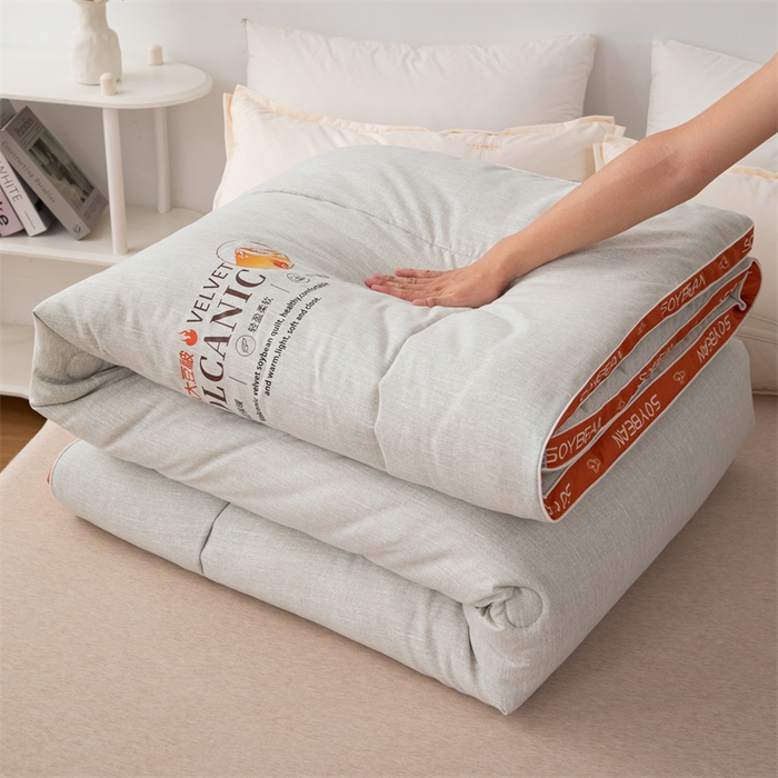 91家纺网 家纺一手货源 找家纺 爱来伊家纺 2024新款火山绒大豆被立体边大豆纤维冬被被子被芯春秋被 火山绒大豆被-卡其