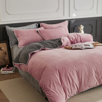 91家纺网 家纺一手货源 找家纺 （总）2024新款A类宝宝绒嵌绳款四件套【雅致系列】