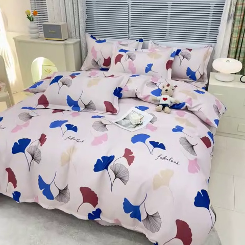 91家纺网 家纺一手货源 找家纺 友承 2025新款亲肤磨毛植物羊绒印花四件套 彩叶