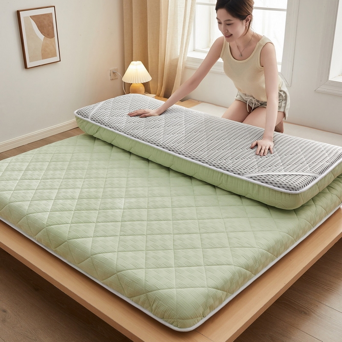 91家纺网 家纺一手货源 找家纺 2024新款A类华夫格大豆纤维抗压床垫【床垫遮盖物】 单边华夫格-清新绿