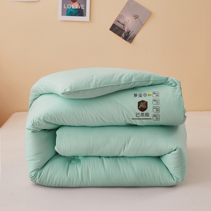 91家纺网 家纺一手货源 找家纺 仁凯家纺 2024新款无染华夫格无染大豆被被子被芯-风格二 水波绿