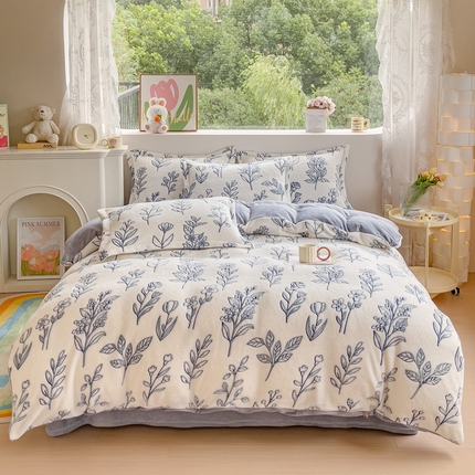 91家纺网 家纺一手货源 找家纺 （总）卢赛尔 2024新款5D雪花绒加厚保暖双面绒四件套