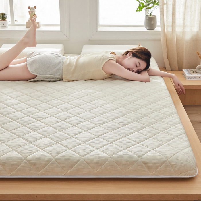 91家纺网 家纺一手货源 找家纺 2024新款A类华夫格大豆纤维抗压床垫【床垫遮盖物】 单边华夫格-米黄