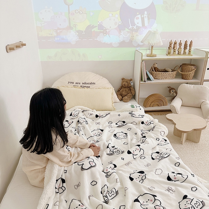 91家纺网 家纺一手货源 找家纺 大元 2025新款牛奶绒羊羔绒毛毯 狗狗时代