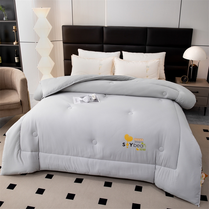 91家纺网 家纺一手货源 找家纺 爱来伊家纺 2024新款豆好鲜大豆纤维被加厚冬被春秋被子被芯子母被带子母扣 豆好鲜大豆被-浅灰