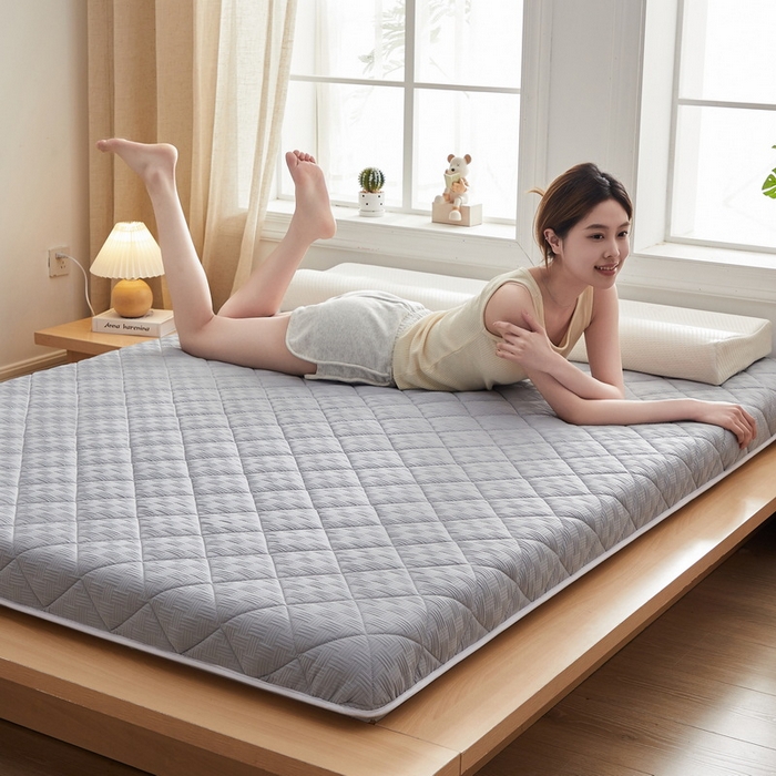 91家纺网 家纺一手货源 找家纺 2024新款A类华夫格大豆纤维抗压床垫【床垫遮盖物】 单边华夫格-灰色