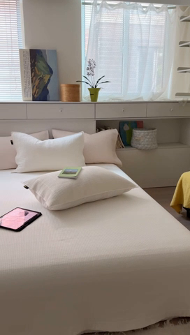 91家纺网 家纺一手货源 找家纺 琳可家居 2024新款50支贡缎超柔全棉磨毛床盖三件套可搭冬被大梨床盖基础百搭款 本白_全棉磨毛