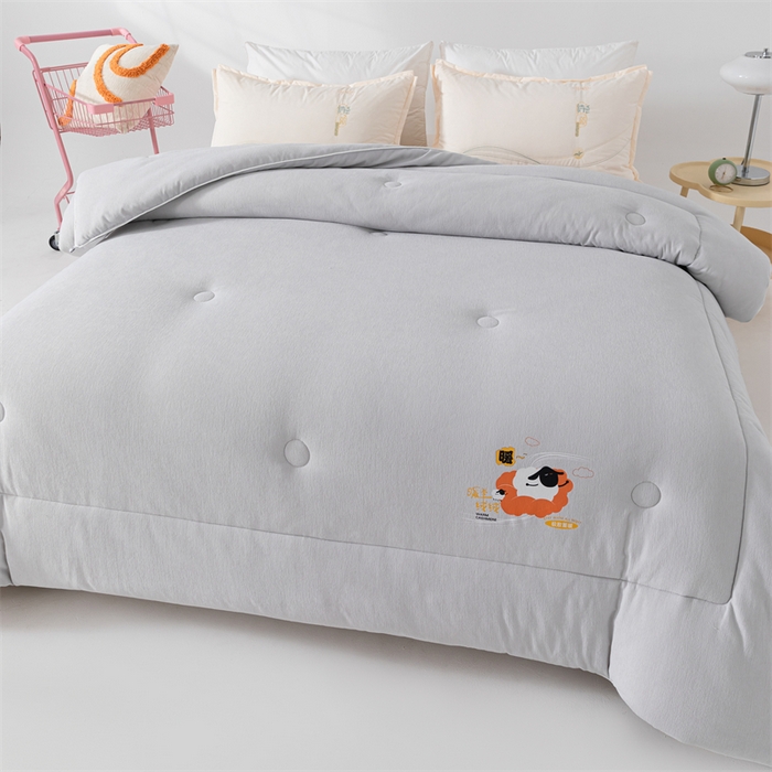 91家纺网 家纺一手货源 找家纺 爱来伊家纺 2024新款三体羊绒加厚保暖冬被芯大豆纤维被春秋被子被芯 山体羊绒大豆被-浅灰