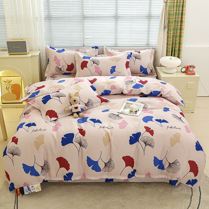 91家纺网 家纺一手货源 找家纺 友承 2025新款亲肤磨毛植物羊绒印花四件套 彩叶