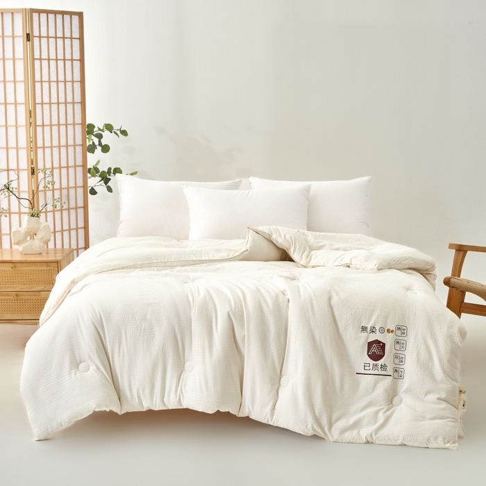 91家纺网 家纺一手货源 找家纺 仁凯家纺 2024新款无染华夫格大豆被冬被春秋被家用被子被芯(提供买家秀)-风格一 象牙白