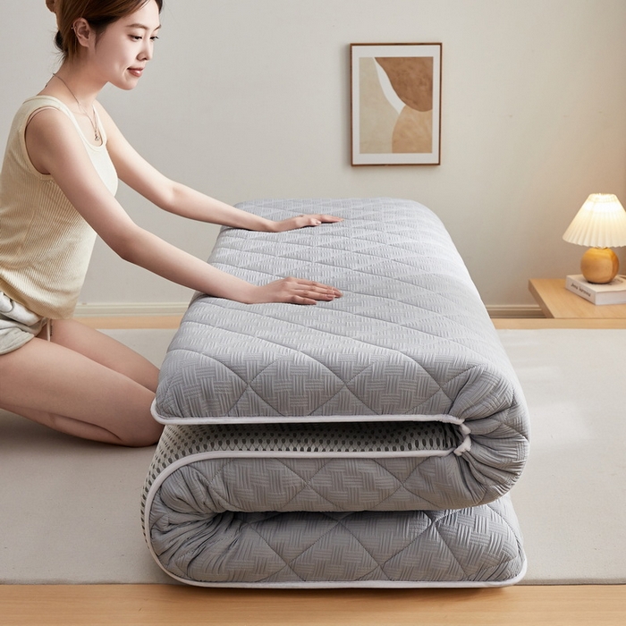 91家纺网 家纺一手货源 找家纺 2024新款A类华夫格大豆纤维抗压床垫【床垫遮盖物】 单边华夫格-灰色