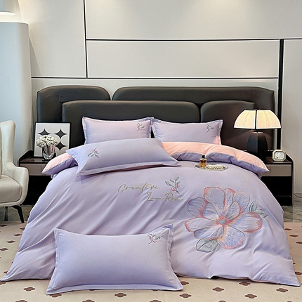 91家纺网 家纺一手货源 找家纺 （总）帝菲妮 2025新款国潮风亲肤棉七彩琉璃绣四件套-锦瑟