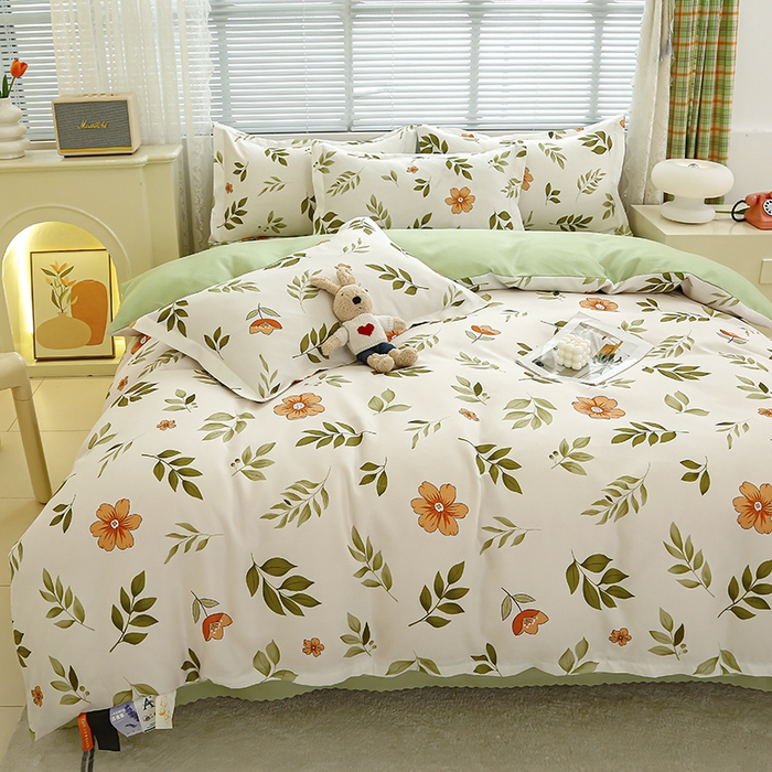 91家纺网 家纺一手货源 找家纺 友承 2025新款亲肤磨毛植物羊绒印花四件套 青柠薄荷