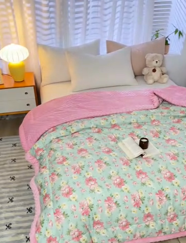 91家纺网 家纺一手货源 找家纺 锦鹭被业  2025款A类全棉纯棉豆豆被春秋空调夏凉加厚冬被子锦上添花