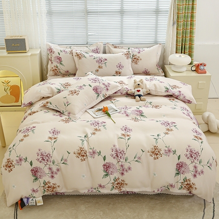 友承 2025新款亲肤磨毛植物羊绒印花四件套 一念花开