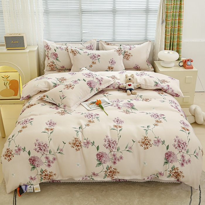 91家纺网 家纺一手货源 找家纺 友承 2025新款亲肤磨毛植物羊绒印花四件套 一念花开