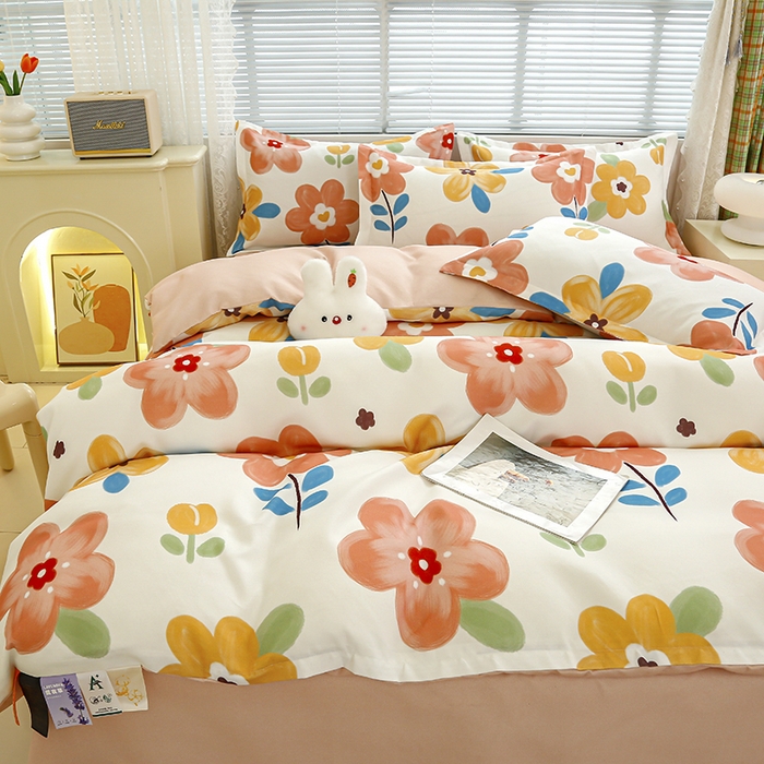 91家纺网 家纺一手货源 找家纺 友承 2025新款亲肤磨毛植物羊绒印花四件套 花海