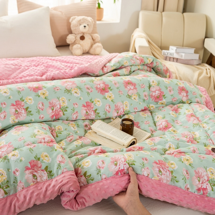 91家纺网 家纺一手货源 找家纺 锦鹭被业  2025款A类全棉纯棉豆豆被春秋空调夏凉加厚冬被子锦上添花