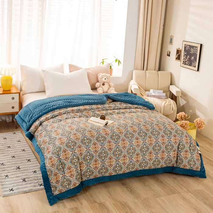 91家纺网 家纺一手货源 找家纺 锦鹭被业  2025款A类全棉纯棉豆豆被春秋空调夏凉加厚冬被子硕果