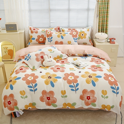 友承 2025新款亲肤磨毛植物羊绒印花四件套 花海