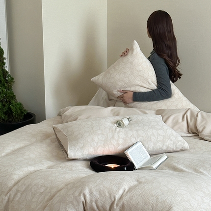 91家纺网 家纺一手货源 找家纺 （总）云上 2024新款新款麻本色大提花新中式保暖四件套