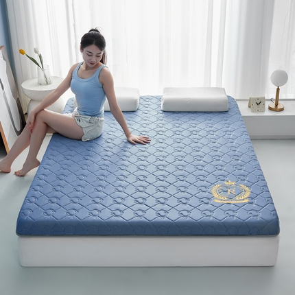 祁恋婷 2024新款皇冠-牛奶丝乳胶记忆棉床垫【床垫遮盖物】 皇冠-单边新疆棉花魅海蓝