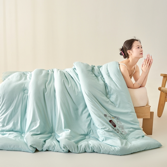 91家纺网 家纺一手货源 找家纺 仁凯家纺 2024新款无染华夫格大豆被冬被春秋被家用被子被芯(提供买家秀)-风格一 浅绿色