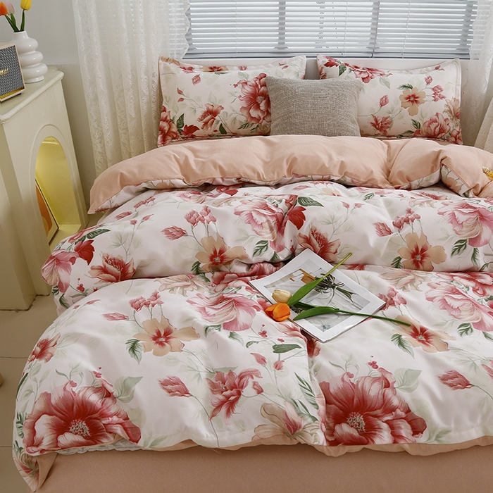 91家纺网 家纺一手货源 找家纺 友承 2025新款亲肤磨毛植物羊绒印花四件套 傍花随柳