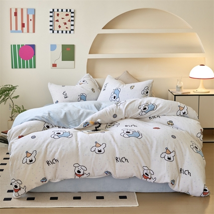 91家纺网 家纺一手货源 找家纺 （总）觅糖家纺 2024新款高克重牛奶绒印花四件套-系列二